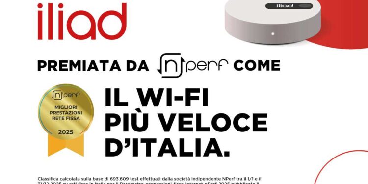 Iliad premiata da Nperf come il wi-fi più veloce d’Italia nel 2025